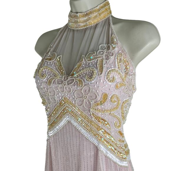 VTG Beaded Halter Dress European Sz 34 SMALL Cocktail Party Fairycore Retro 70s - Picture 13 of 16